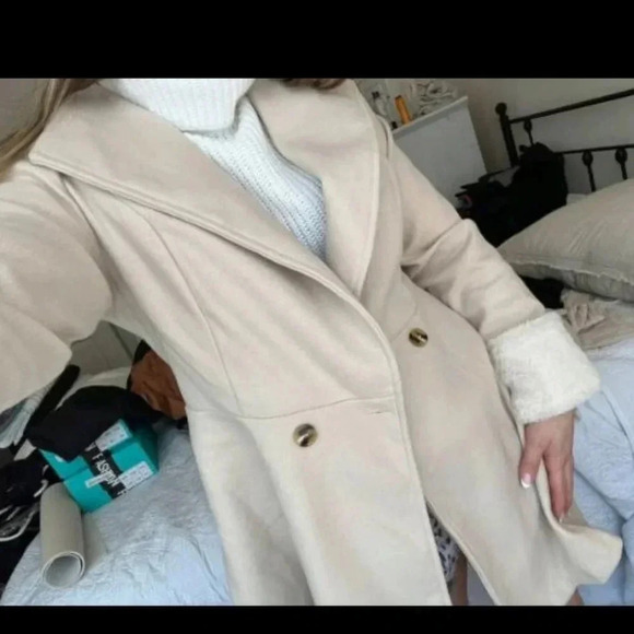 Waterfall Neck Double Button Overcoat - Picture 6 of 7